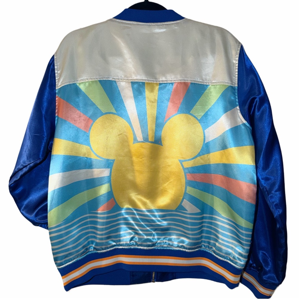 Disney Mickey Sunset Satin Bomber Jacket Size L